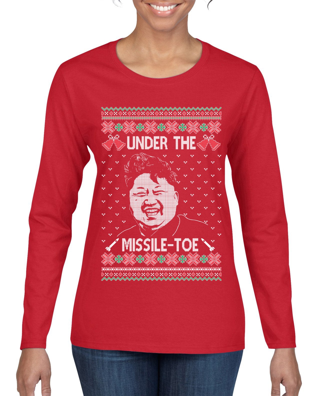 Under The Missle Toe ,Christmas Gifts, Funny Xmas Gift Idea, Ugly Christmas Sweater Womens Graphic Long Sleeve T-Shirt