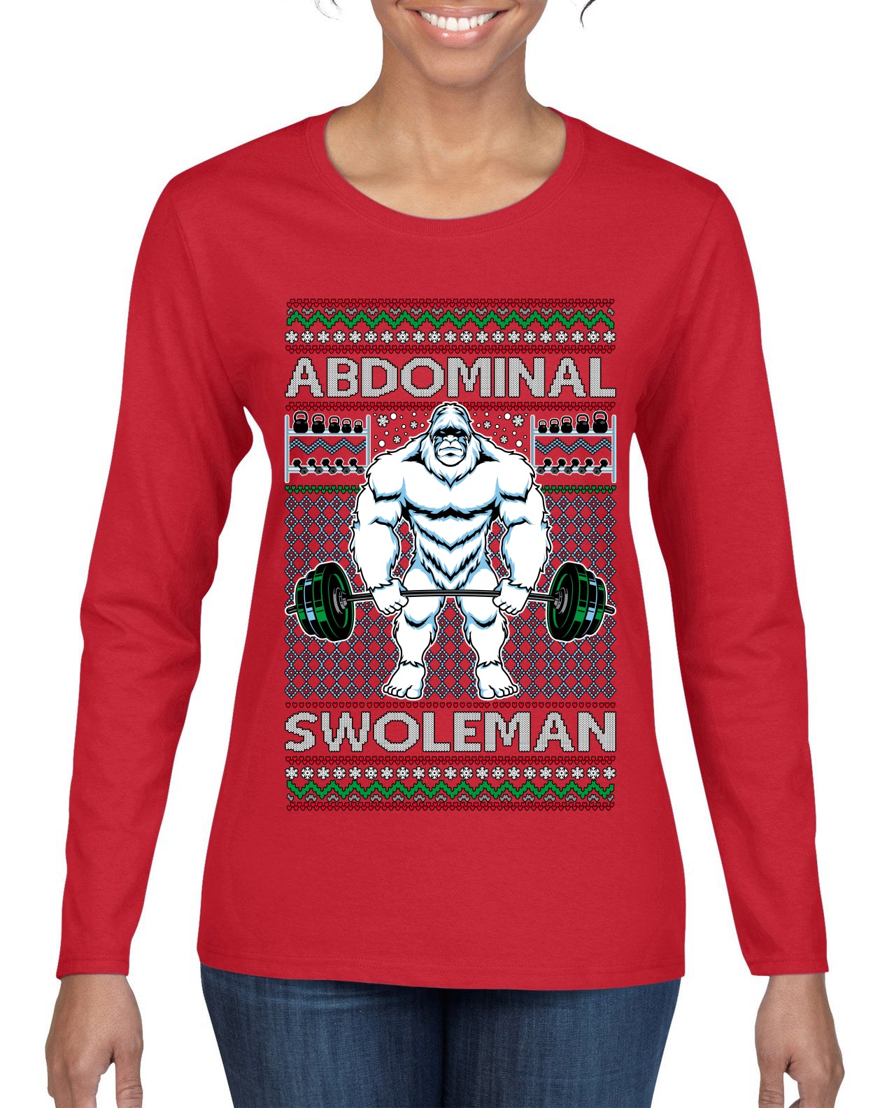 Merry Liftmas Abdominal Swoleman, Christmas Gifts, Funny Xmas Gift Idea, Ugly Christmas Sweater Womens Graphic Long Sleeve T-Shirt