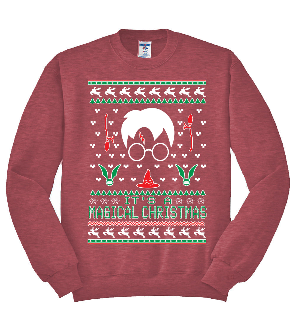 It's a Magical Christmas | Wizard Bolt, Christmas Gifts, Funny Xmas Gift Idea, Ugly Christmas Sweater Unisex Crewneck Sweatshirt