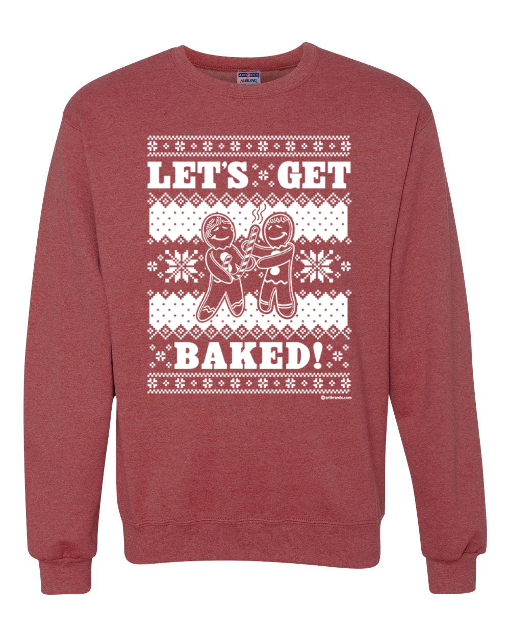 Unisex Crewneck Graphic Ugly Xmas Sweater Sweatshirt, Holiday Ginger Bread Design, Let's Get Baked Ugly Christmas Sweater Unisex Crewneck Sweatshirt
