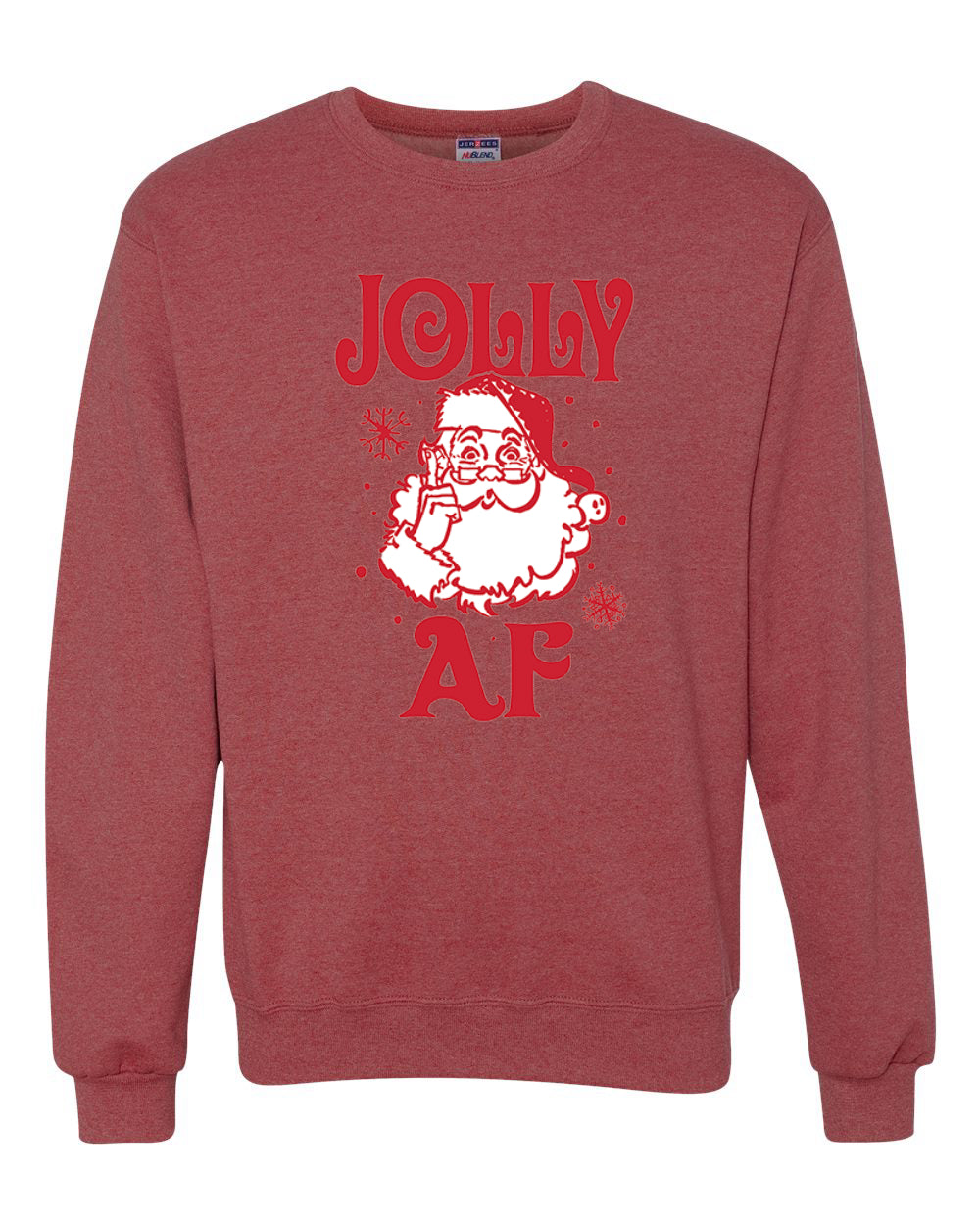 Unisex Graphic Crewneck Christmas Sweatshirt, Santa Jolly AF Ugly Christmas Sweater Unisex Crewneck Sweatshirt