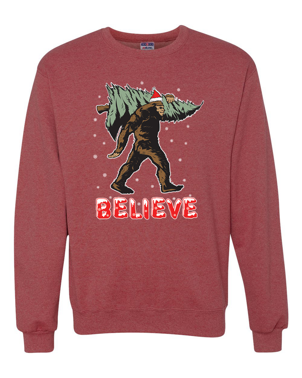 Men's Christmas Long Sleeve Shirt Believe Santa Sasquatch Bigfoot Wild Bobby Ugly Christmas Sweater Unisex Crewneck Sweatshirt
