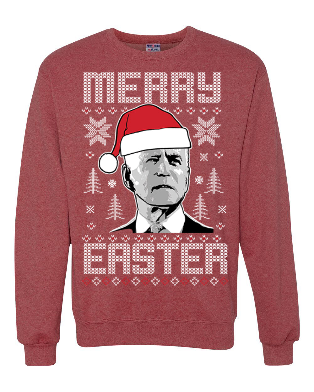 Funny Unisex Graphic Ugly Xmas Holiday Sweater Crewneck Sweatshirt Merry Easter Biden Santa Hat Ugly Christmas Sweater Unisex Crewneck Sweatshirt