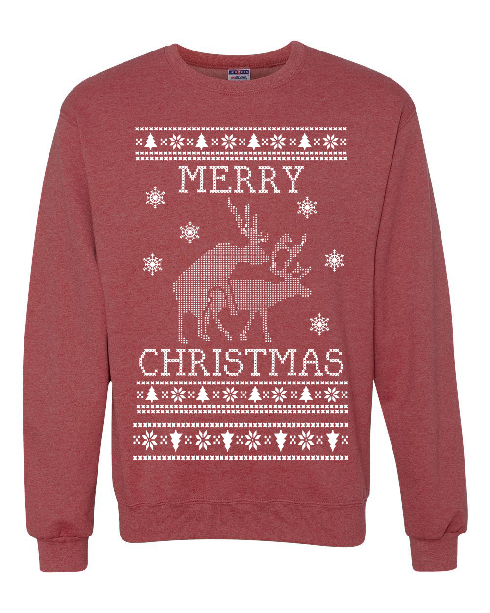 Funny Unisex Crewneck Ugly Xmas Holiday Sweater Sweatshirt Merry Christmas Reindeer Humping Ugly Christmas Sweater Unisex Crewneck Sweatshirt