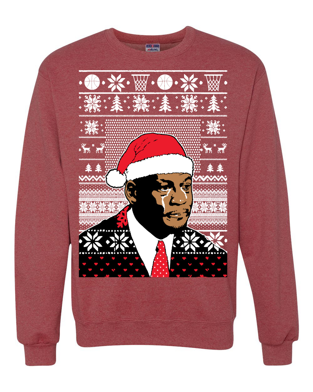Christmas Crying Jordan, Christmas Gifts, Funny Xmas Gift Idea, Ugly Christmas Sweater Unisex Crewneck Sweatshirt