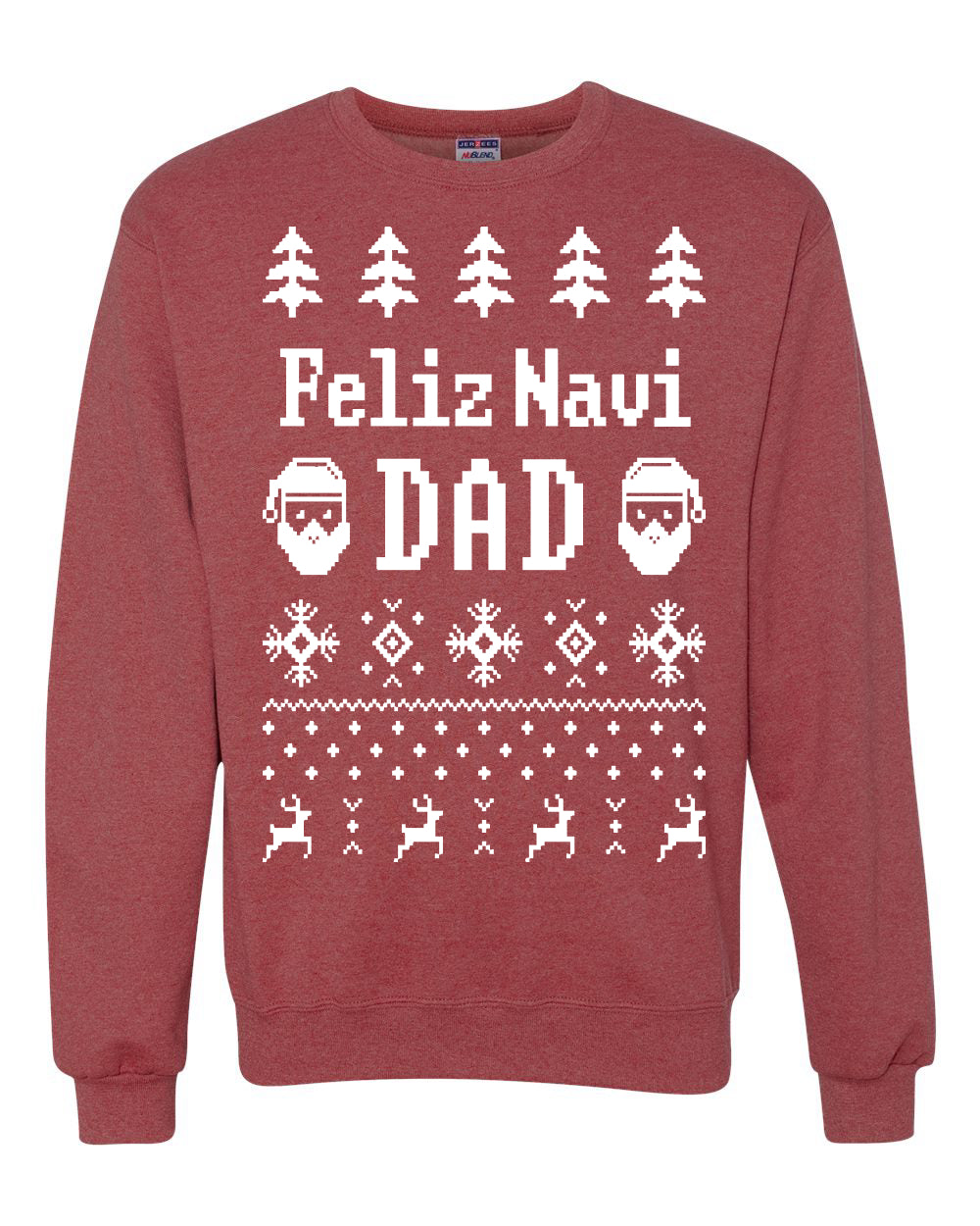 Ugly Xmas Crewneck Sweater Sweatshirt Unisex "Feliz Navidad" Ugly Christmas Sweater Unisex Crewneck Sweatshirt