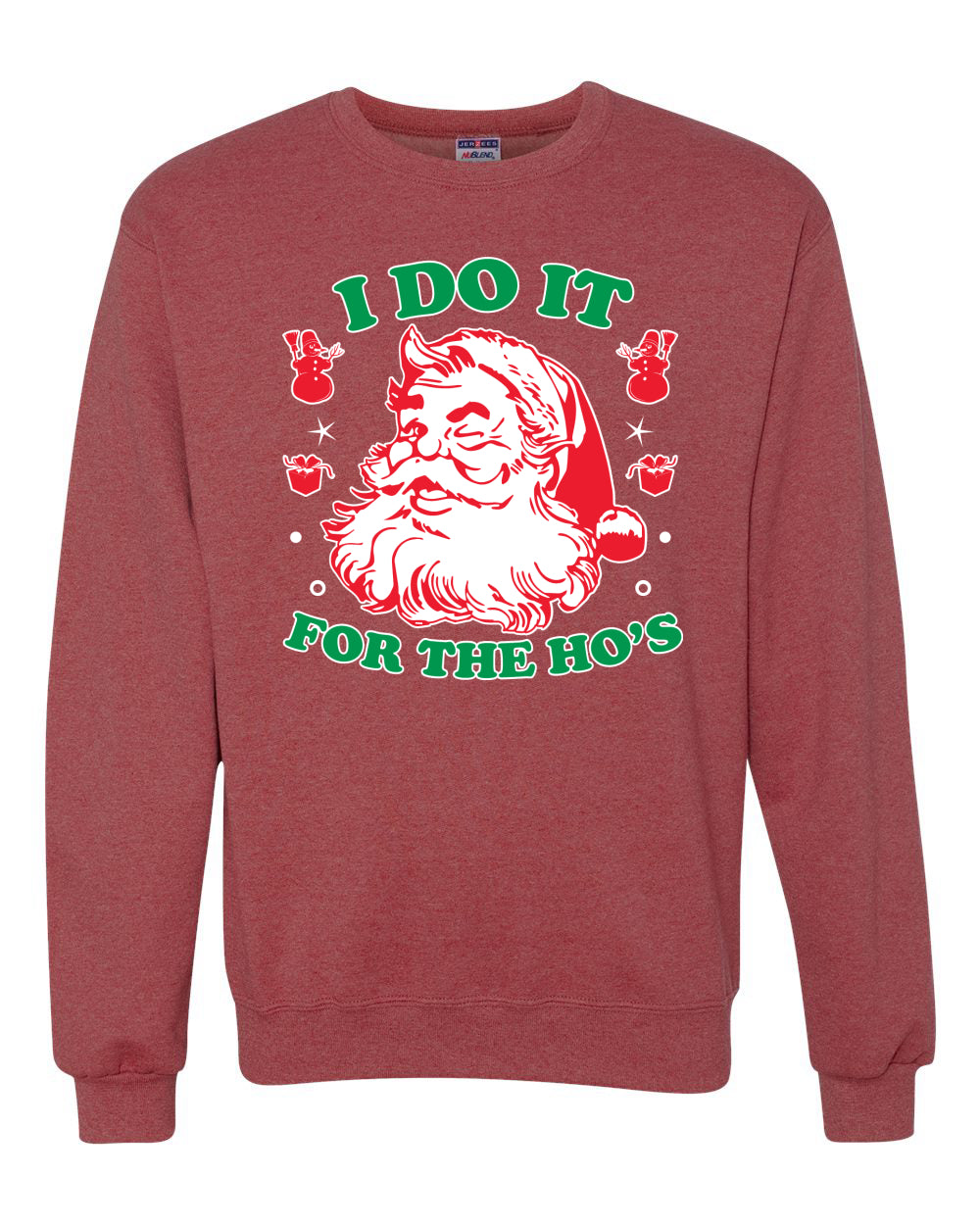 Men's Ugly Sweater for Christmas Long Sleeve Shirt "I Do it for the Hos" Ugly Christmas Sweater Unisex Crewneck Sweatshirt