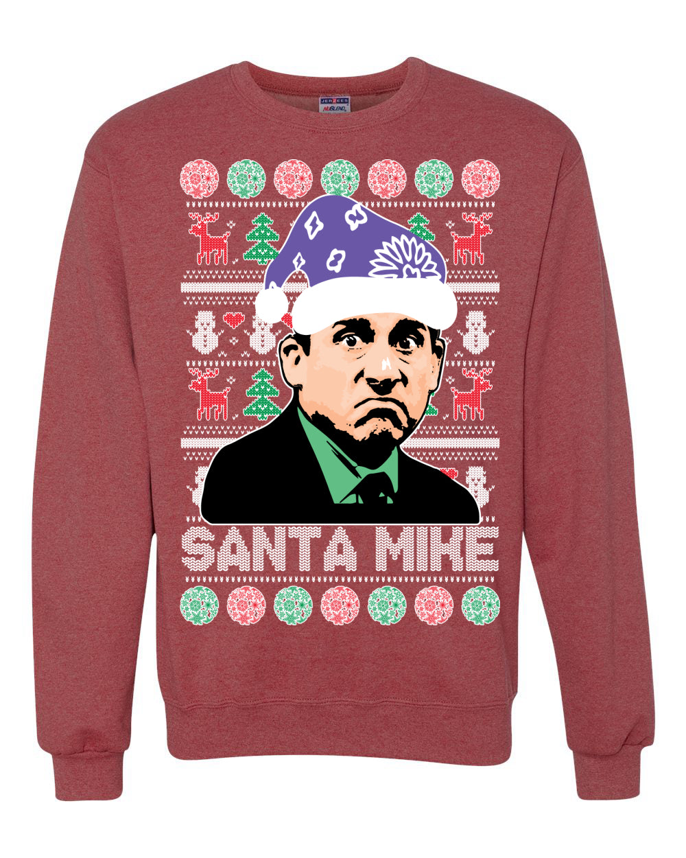 The Office Santa Mike Michael Scott Graphic Unisex Ugly Xmas Crewneck Sweater Ugly Christmas Sweater Unisex Crewneck Sweatshirt