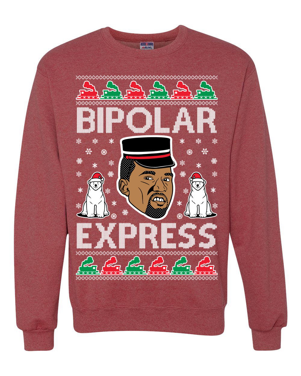 Funny Ugly Xmas Holiday Sweater Sweatshirt Bipolar Express Ye Bipolar Express Ye Premium Hoodie Ugly Christmas Sweater Unisex Crewneck Sweatshirt