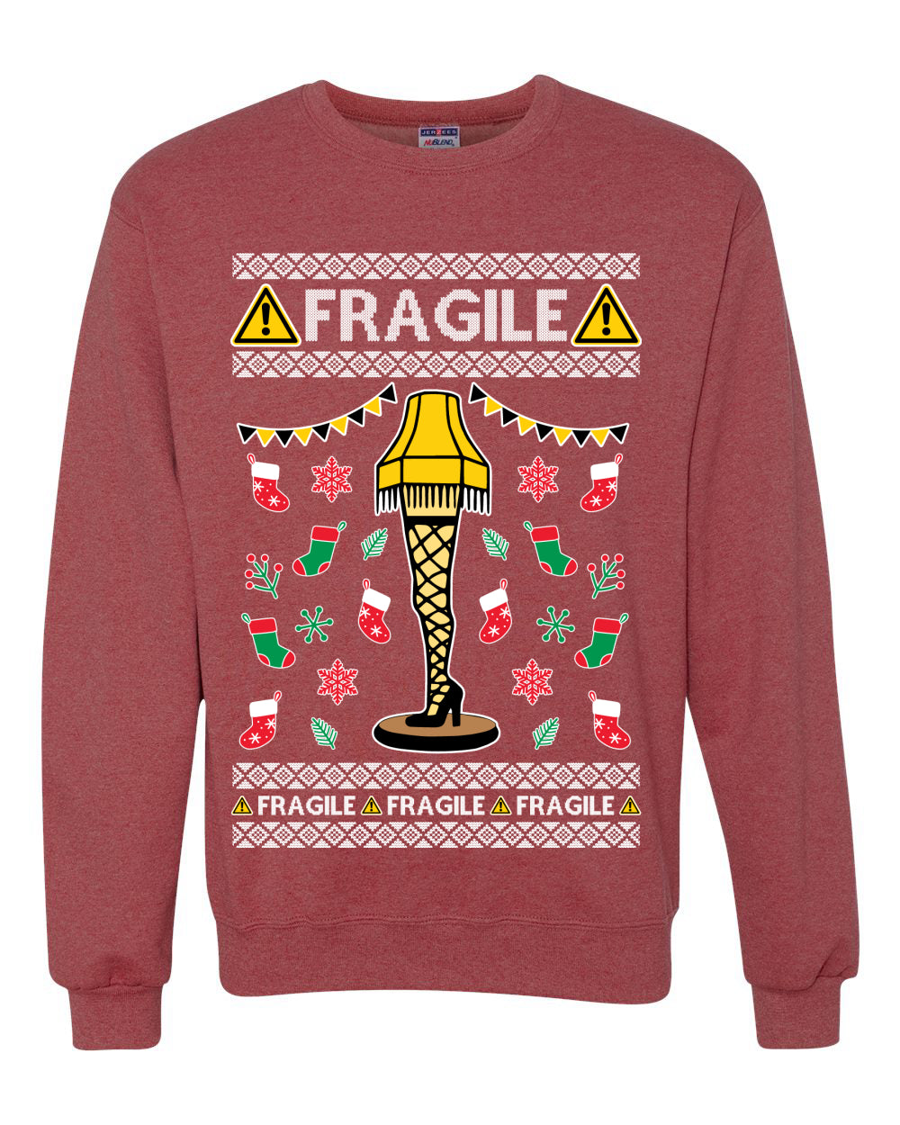 Graphic Ugly Unisex Crewneck Christmas Sweater Sweatshirt Fragile Leg Lamp Movie Ugly Christmas Sweater Unisex Crewneck Sweatshirt