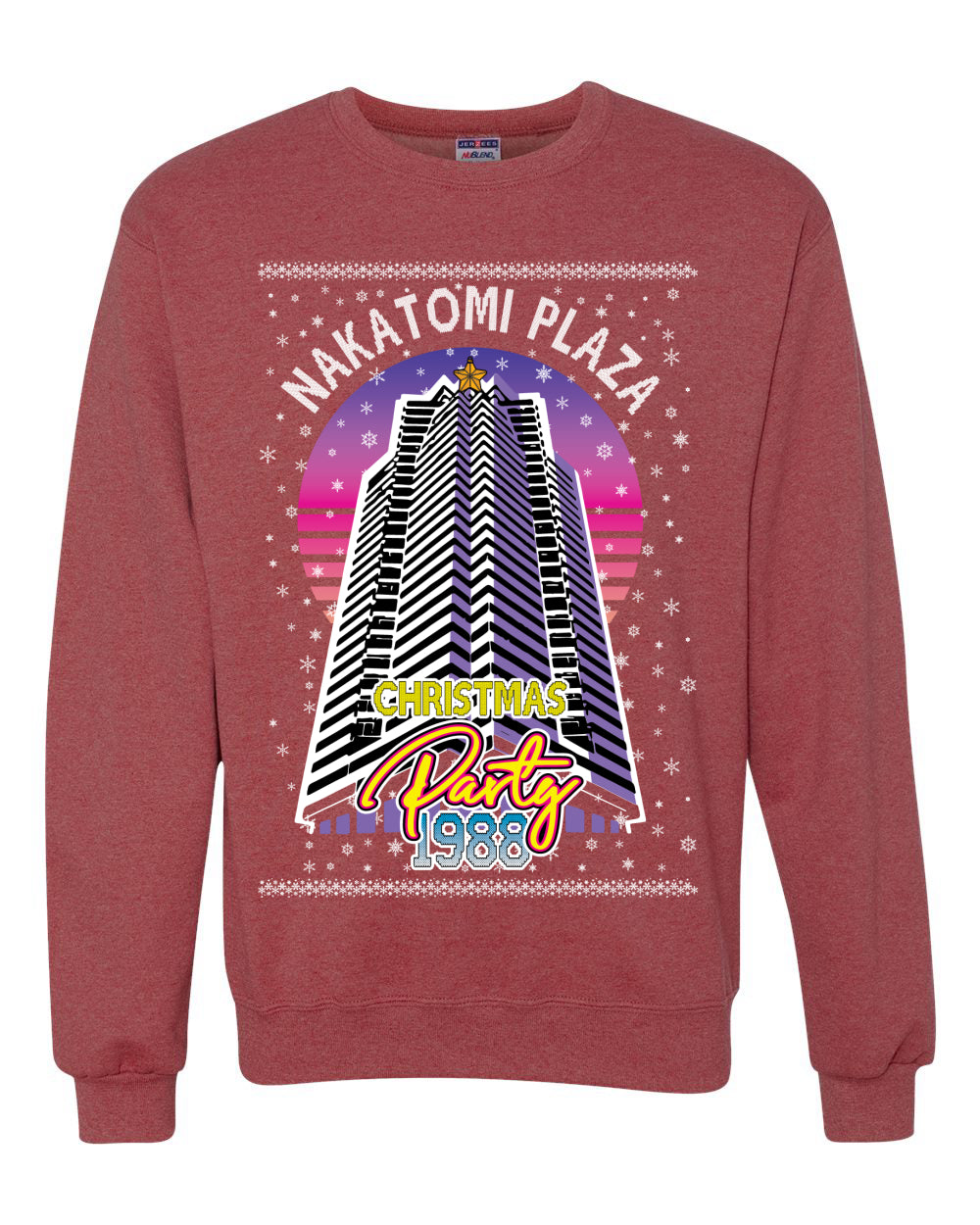 Retro Nakatomi Plaza 1988 Holiday Party, Xmas Movie, Christmas Gifts, Funny Xmas Gift Idea, Ugly Christmas Sweater Unisex Crewneck Sweatshirt