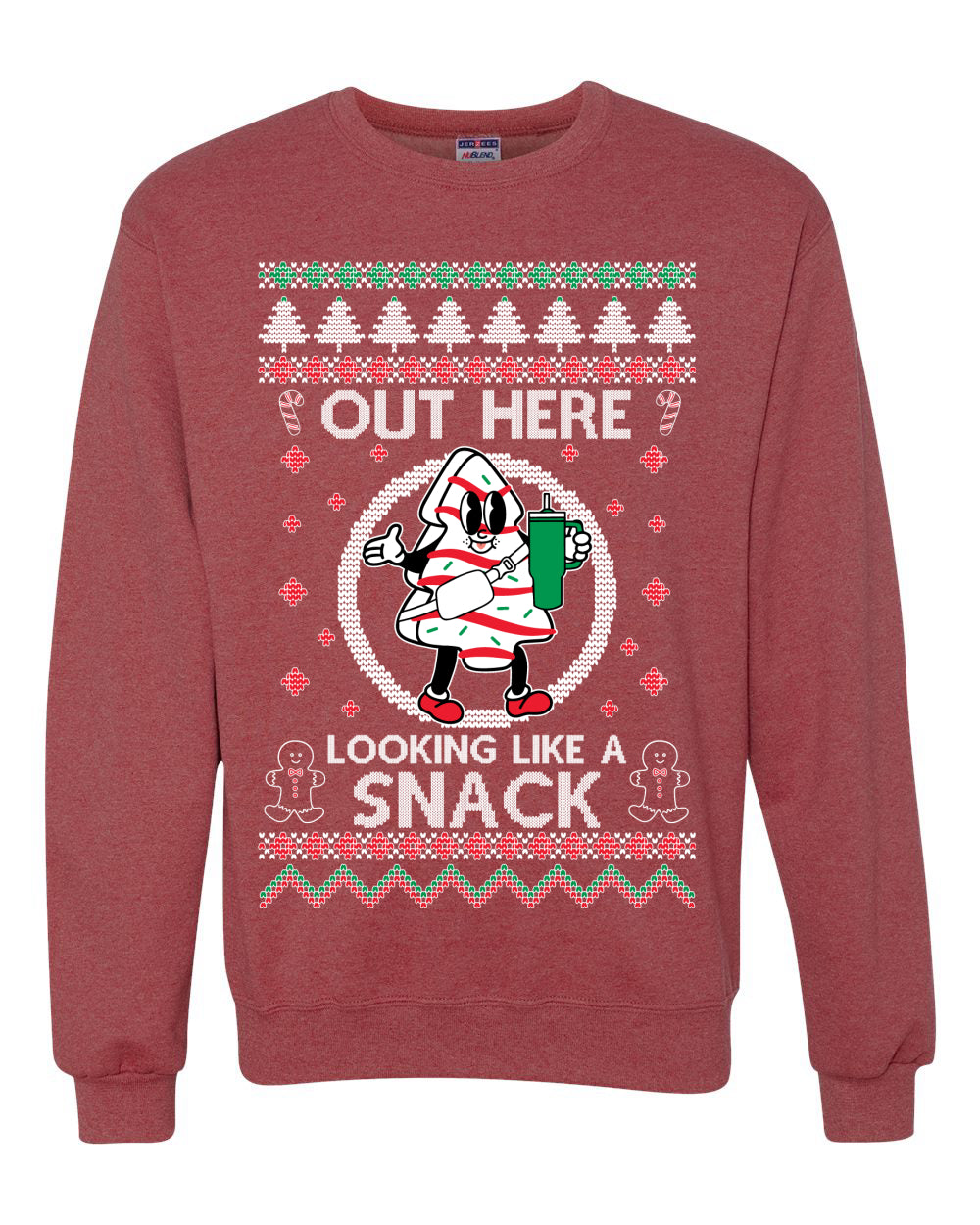 Out Here Looking Like A Snack Cookie, Funny Christmas, Christmas Gifts, Funny Xmas Gift Idea, Ugly Christmas Sweater Unisex Crewneck Sweatshirt
