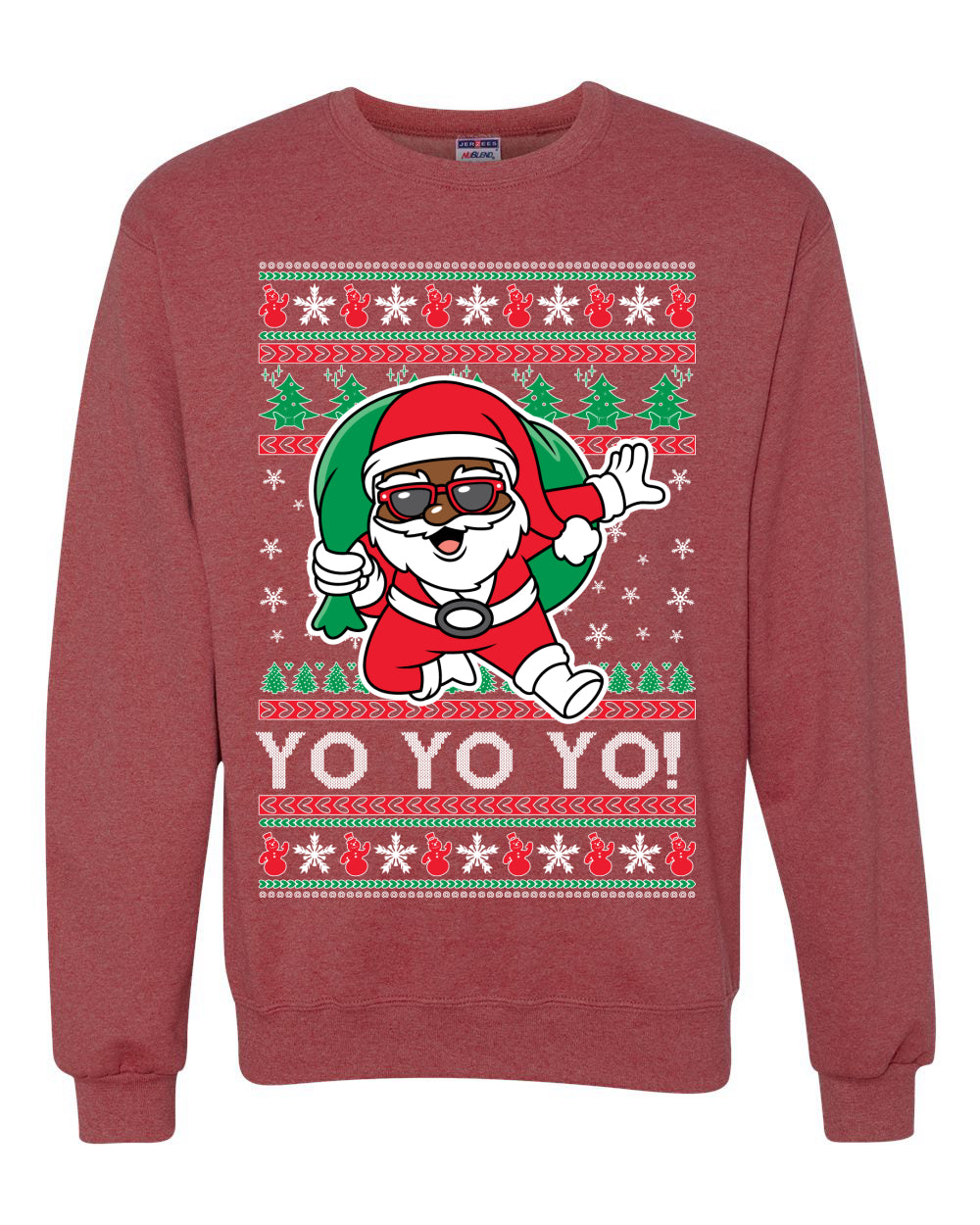 Yo Yo Yo Black Santa, Christmas Gifts, Funny Xmas Gift Idea, Ugly Christmas Sweater Unisex Crewneck Sweatshirt
