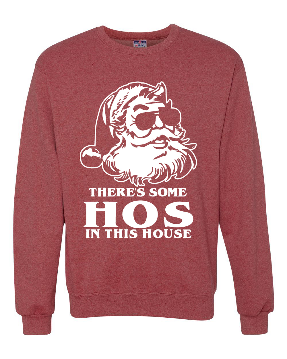 Unisex Graphic Crewneck Christmas Sweatshirt, There's Some Hos In This House Ugly Christmas Sweater Unisex Crewneck Sweatshirt
