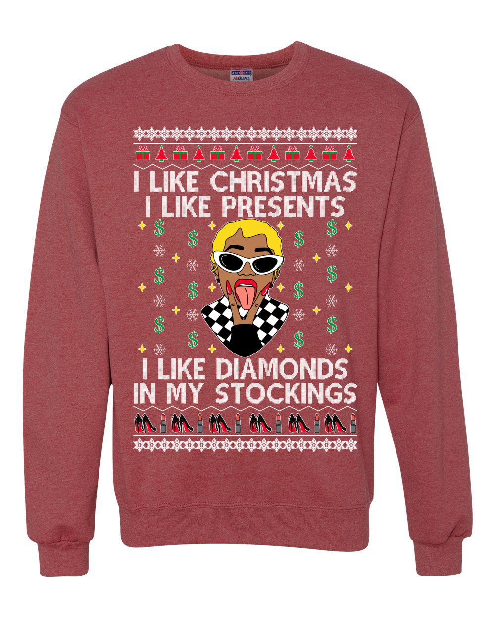 I Like Christmas, I like Presents Cardi, Christmas Gifts, Funny Xmas Gift Idea, Ugly Christmas Sweater Unisex Crewneck Sweatshirt