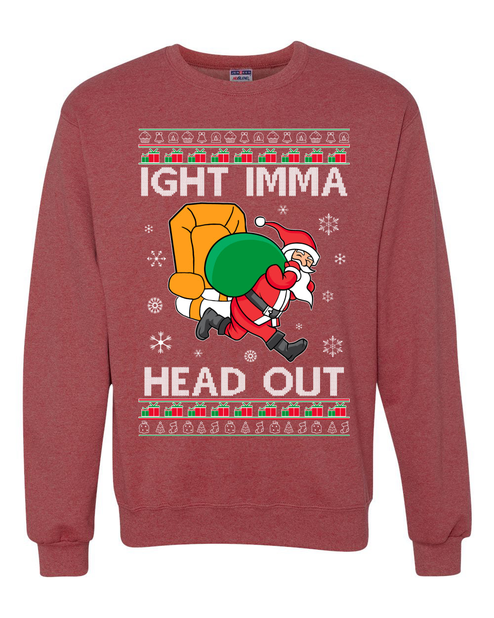Graphic Funny Meme Ugly Christmas Crewneck Sweater Sweatshirt Ight Imma Head Out, Wild Bobby Ugly Christmas Sweater Unisex Crewneck Sweatshirt