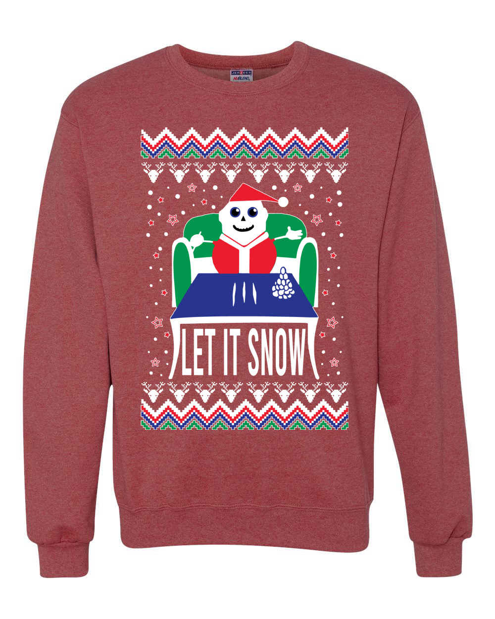 Unisex Graphic Ugly Merry Xmas Sweater Crewneck Sweatshirt Let It Snow Cocaine Santa Ugly Christmas Sweater Unisex Crewneck Sweatshirt