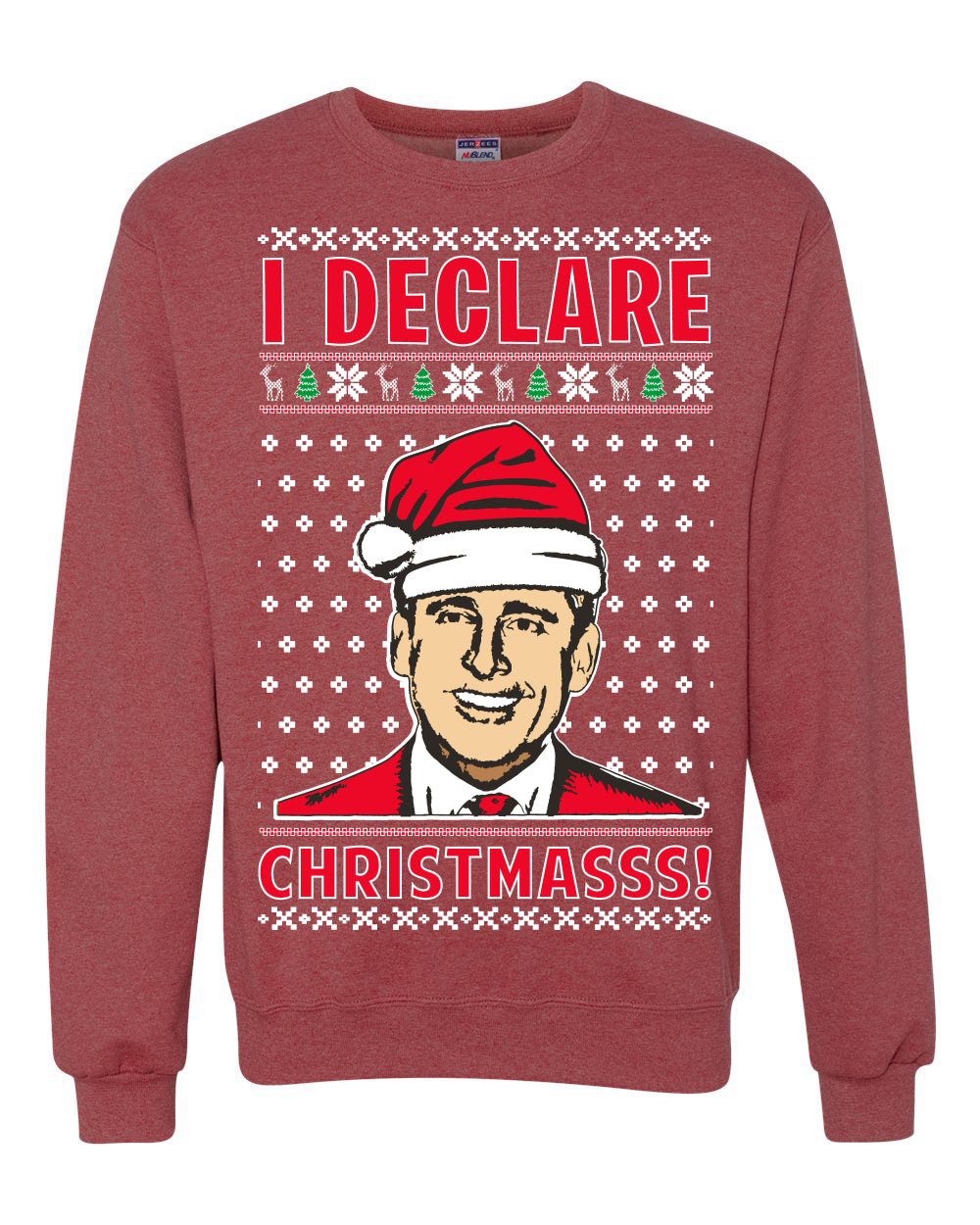 Unisex Ugly Xmas Graphic Crewneck Sweater Sweatshirt Office TV Michael Scott I Declare Christmasss Ugly Christmas Sweater Unisex Crewneck Sweatshirt