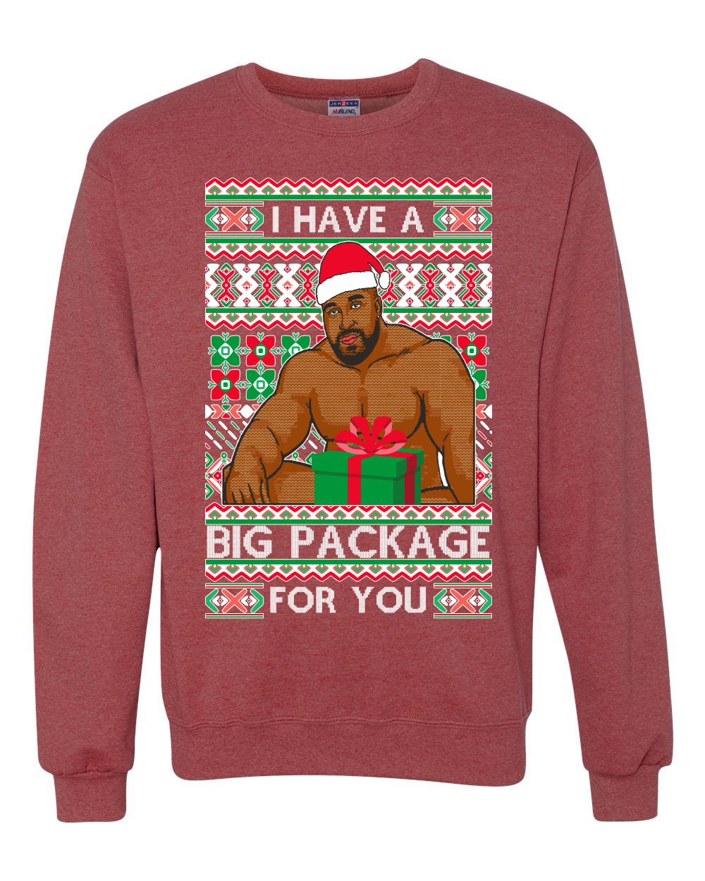 Meme Christmas Ugly Sweater Barry Wood I have a Big Package Ugly Christmas Sweater Unisex Crewneck Sweatshirt