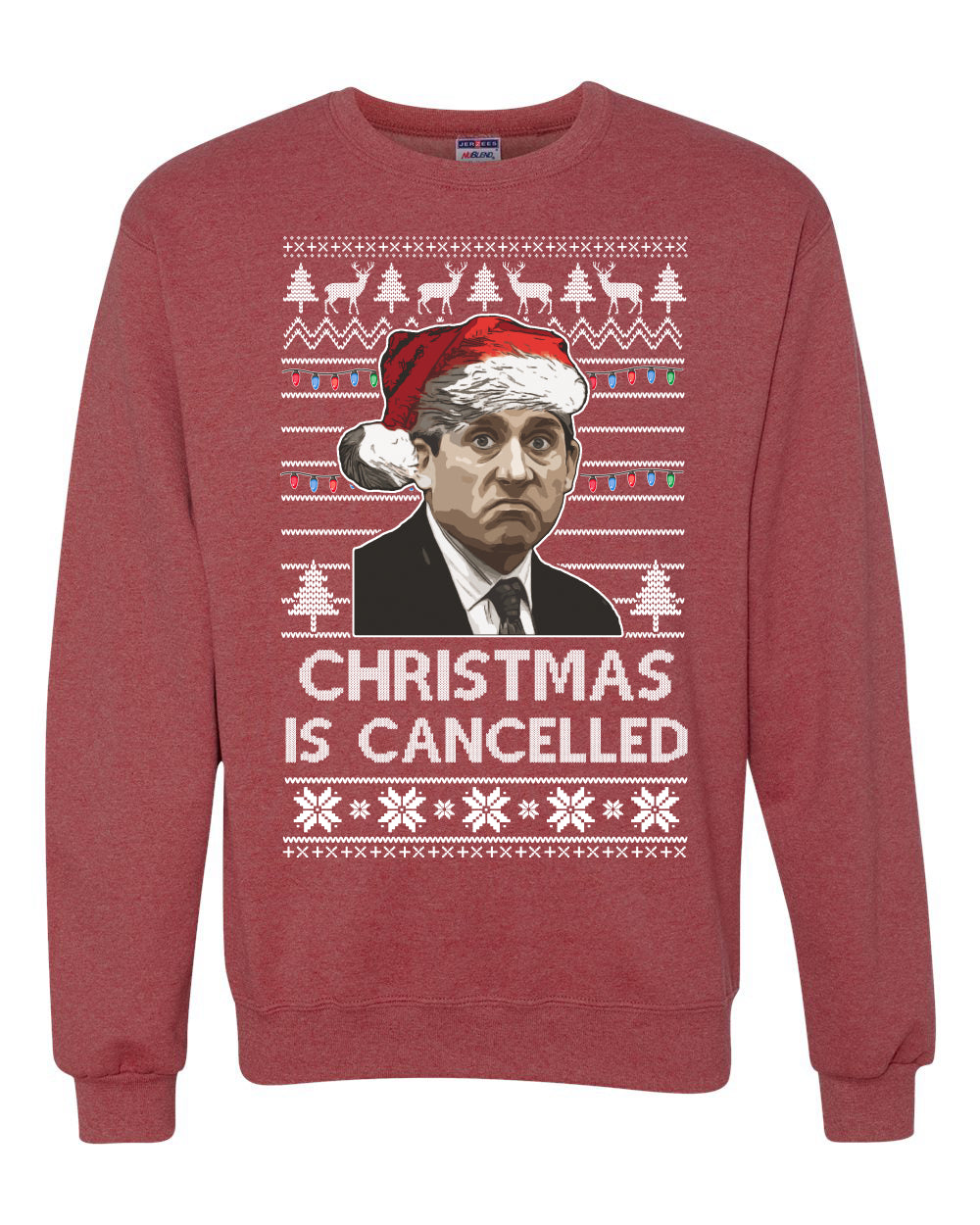 Men's Ugly Sweater for Christmas Long Sleeve Shirt Michael Scott Office "Christmas Is Cancelled" Ugly Christmas Sweater Unisex Crewneck Sweatshirt