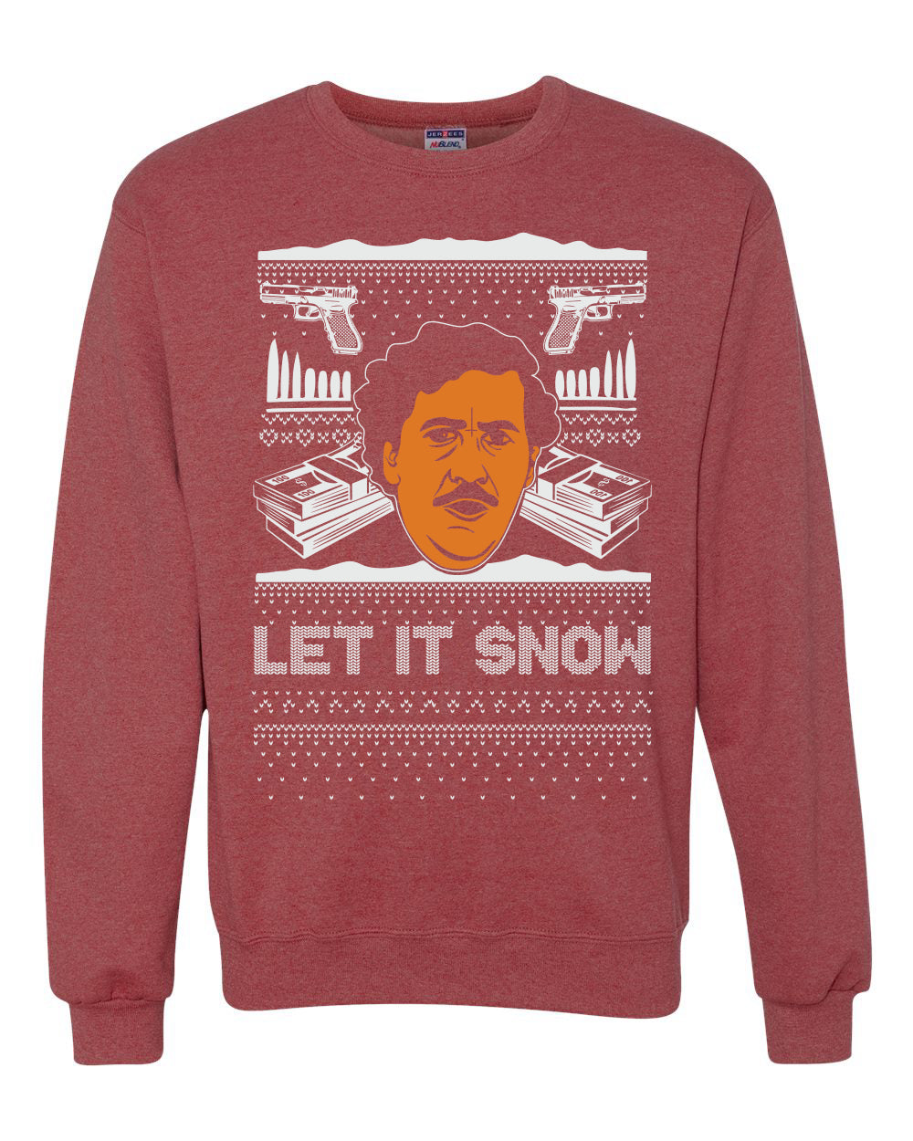Ugly Christmas Crewneck Sweater Graphic Sweatshirt Unisex Funny, Let It Snow, Pablo Escobar, Merry Xmas Ugly Christmas Sweater Unisex Crewneck Sweatshirt