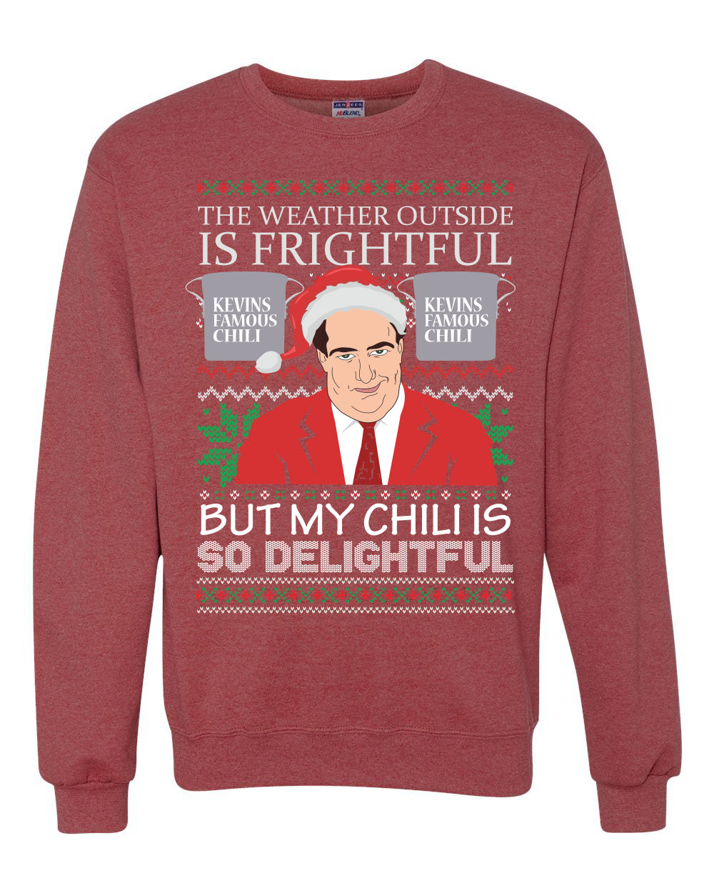 Ugly Christmas Crewneck Sweater Graphic Sweatshirt Unisex Kevin's Famous Chili is So Delightful, Wild Bobby Ugly Christmas Sweater Unisex Crewneck Sweatshirt