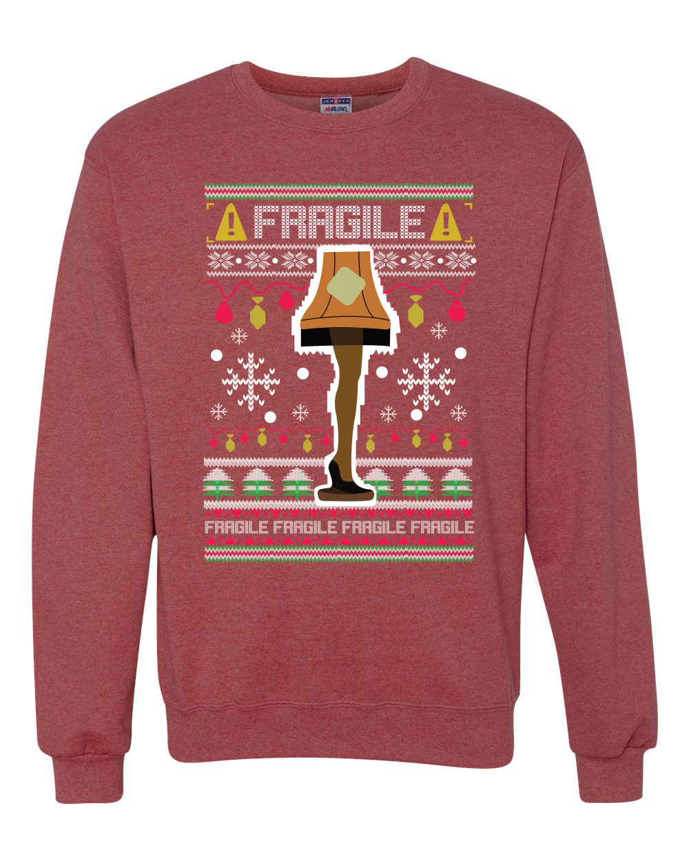 Men's Funny Ugly Xmas Holiday Sweater Long Sleeves Wild Bobby's Fragile Leg Lamp Ugly Christmas Sweater Unisex Crewneck Sweatshirt