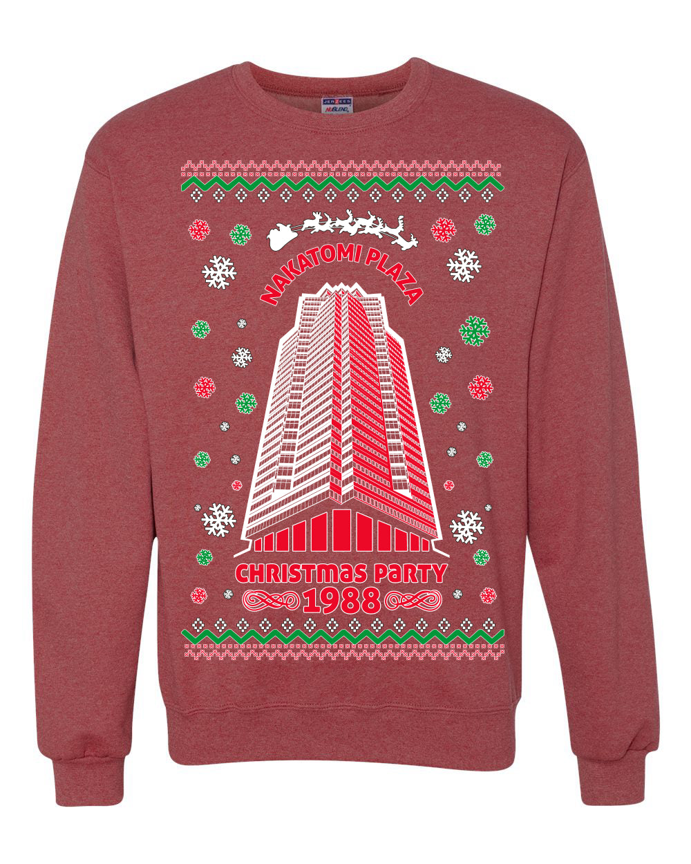 Ugly Unisex Crewneck Christmas Sweater 1988 Nakatomi Plaza Christmas Party Ugly Christmas Sweater Unisex Crewneck Sweatshirt