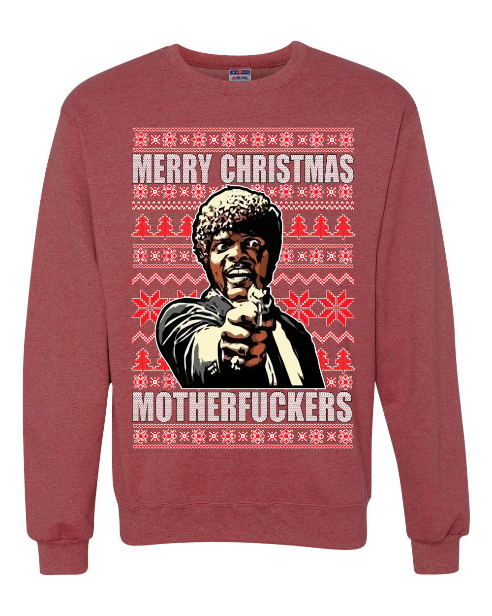 Unisex Graphic Ugly Xmas Sweater Crewneck Sweatshirt, Merry Christmas Motherfuckers Ugly Christmas Sweater Unisex Crewneck Sweatshirt