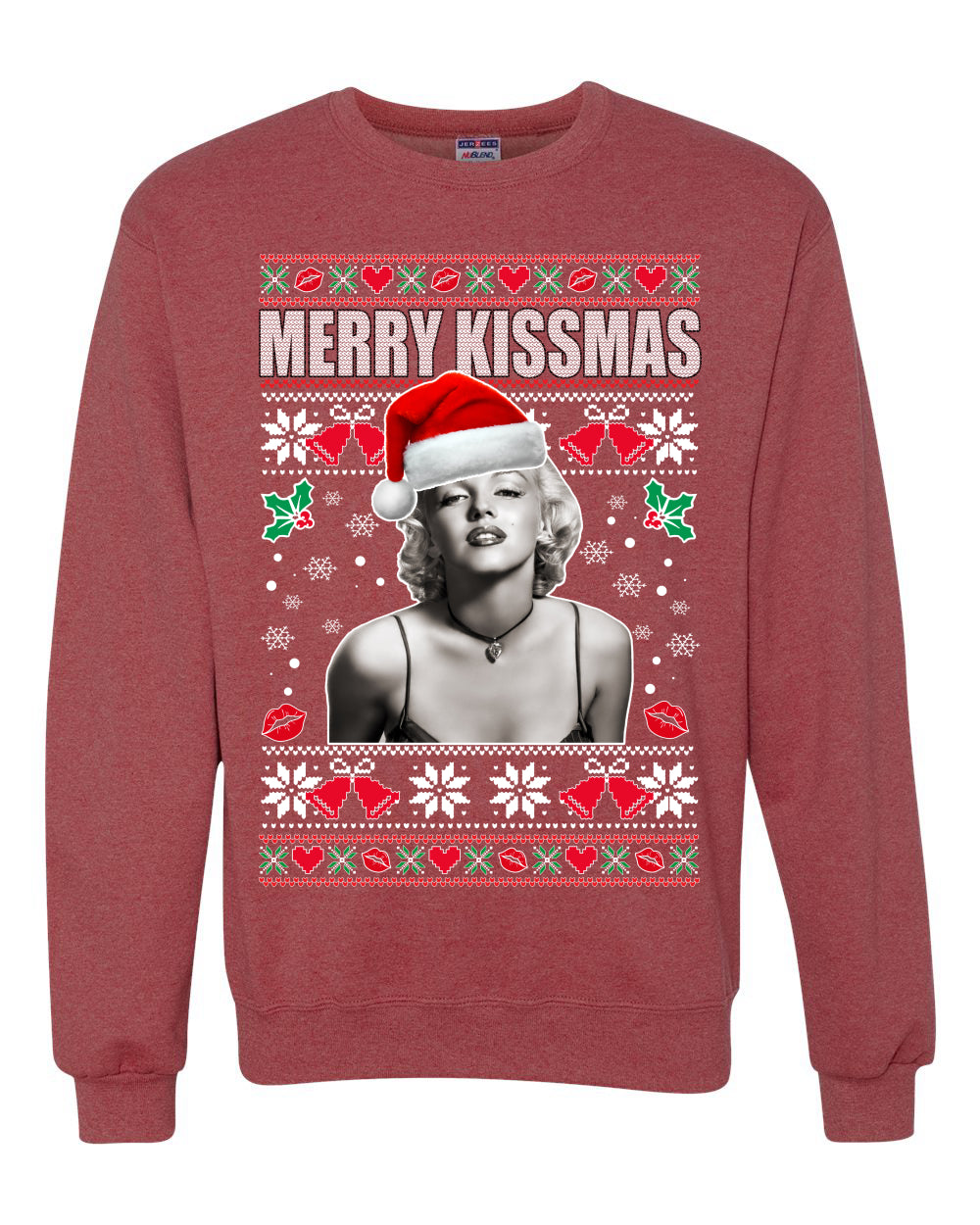 Merry Kissmas Marilyn Monroe, Christmas Gifts, Funny Xmas Gift Idea, Ugly Christmas Sweater Unisex Crewneck Sweatshirt