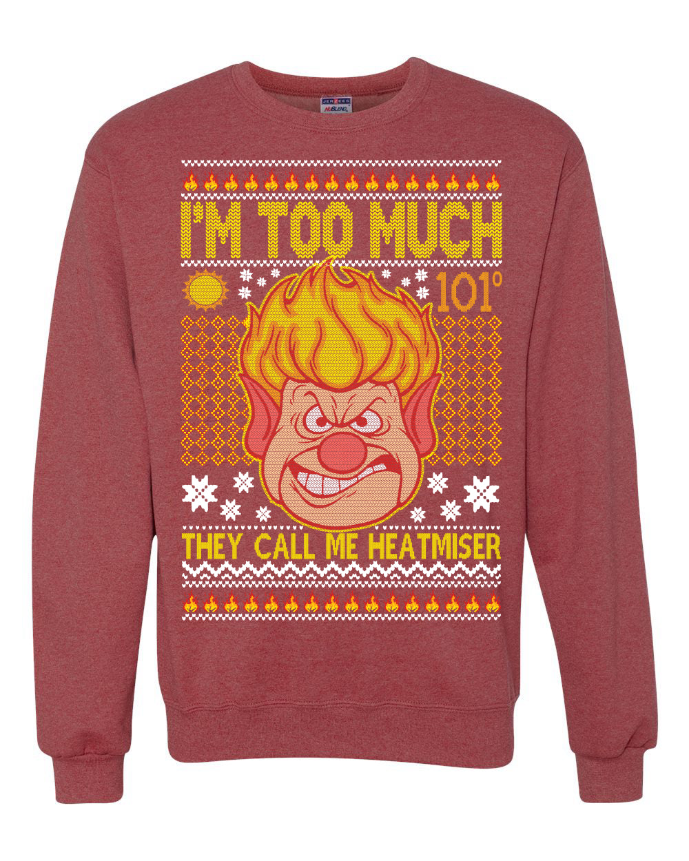Unisex Graphic Ugly Xmas Graphic Crewneck Sweater They Call Me Heatmeiser I'm Too Much Merry Sweatshirt Ugly Christmas Sweater Unisex Crewneck Sweatshirt