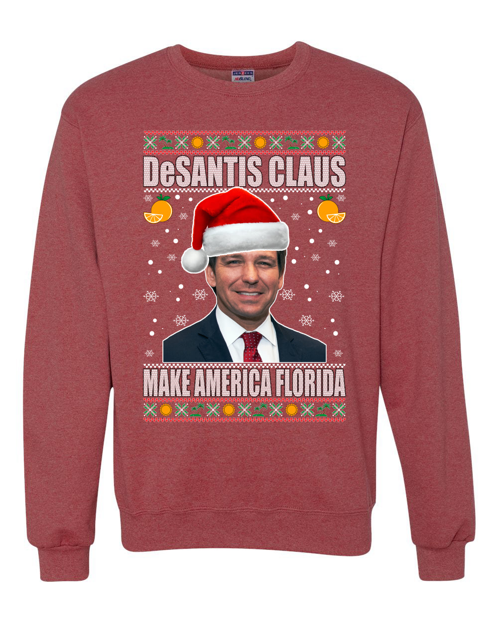 Men's Ugly Christmas Tri Blend Premium T-Shirt, Desantis Claus Ugly Christmas Sweater Unisex Crewneck Sweatshirt