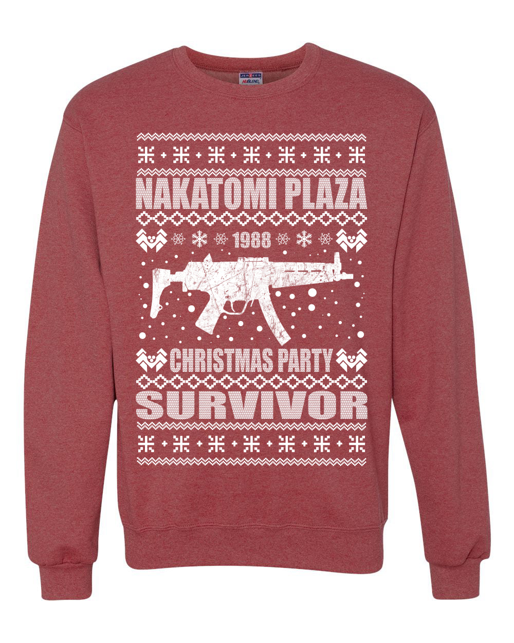Ugly Xmas Crewneck Sweater Graphic Sweatshirt Unisex Nakatomi Plaza Christmas Party Survivor 1988 Ugly Christmas Sweater Unisex Crewneck Sweatshirt