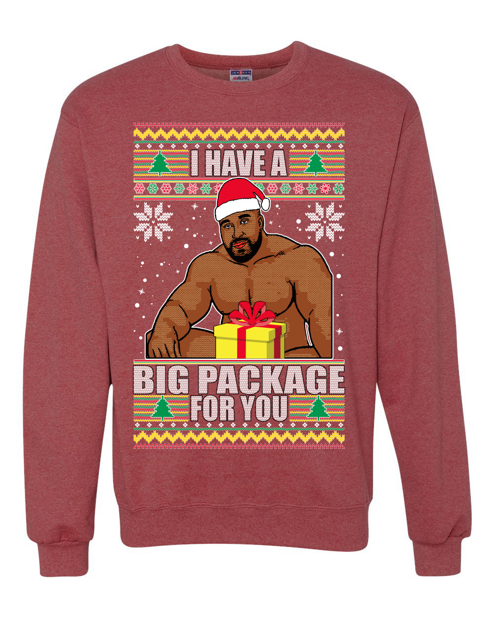 Graphic Meme Ugly Christmas Crewneck Sweater Sweatshirt "I Have A Big Package" Ugly Christmas Sweater Unisex Crewneck Sweatshirt