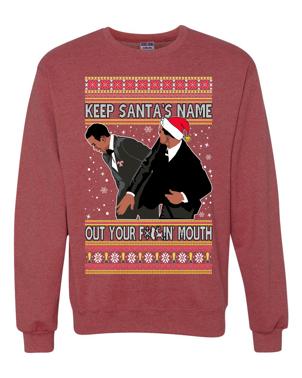 Ugly Christmas Holiday Crewneck Sweater Don’t Say Santa's Name Ugly Christmas Sweater Unisex Crewneck Sweatshirt