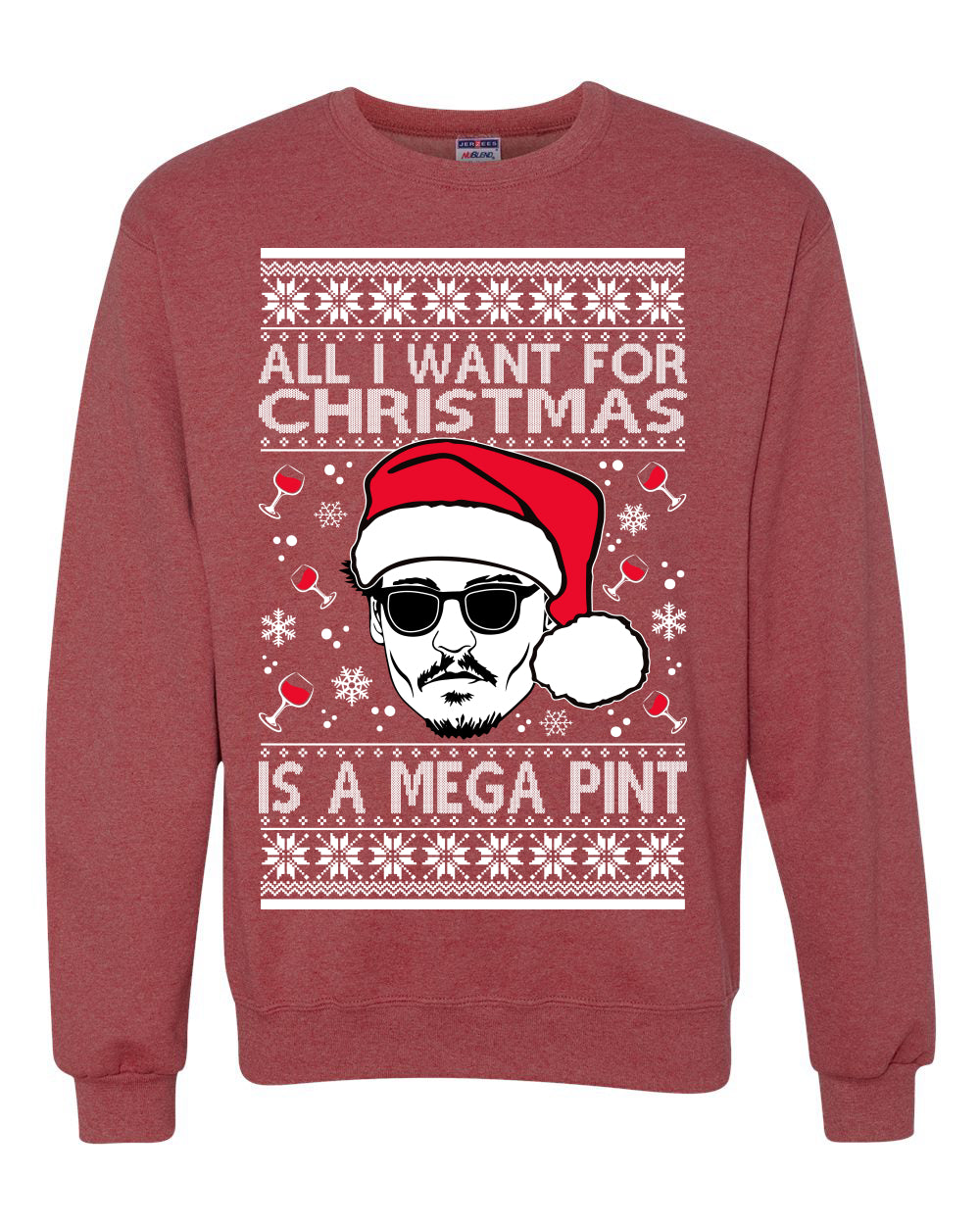 Unisex Graphic Crewneck Sweatshirt All I Want For Christmas is a Mega Ugly Xmas Sweater Wild Bobby Johnny D Ugly Christmas Sweater Unisex Crewneck Sweatshirt