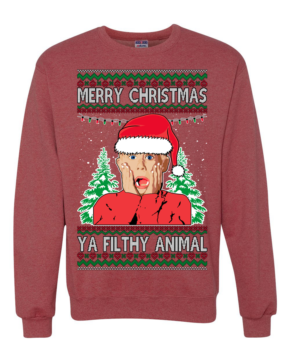 Ugly Unisex Crewneck Sweater Merry Christmas Home Alone Kid Ugly Christmas Sweater Unisex Crewneck Sweatshirt