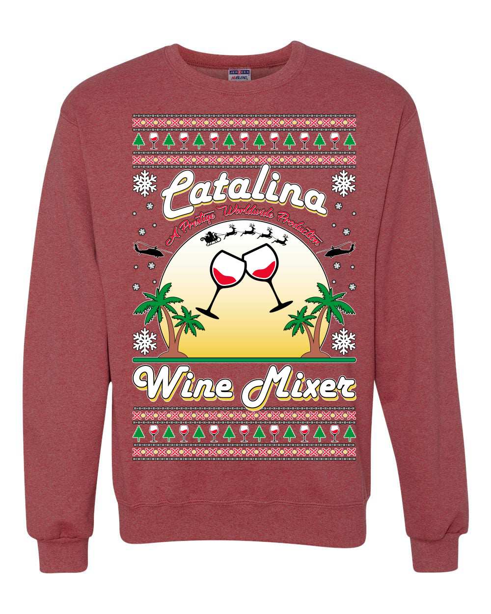 Unisex Crewneck Sweatshirt Ugly Xmas Sweater, Catalina Wine Mixer Boats and Hoes Step Brothers, Shark & Hammer Ugly Christmas Sweater Unisex Crewneck Sweatshirt