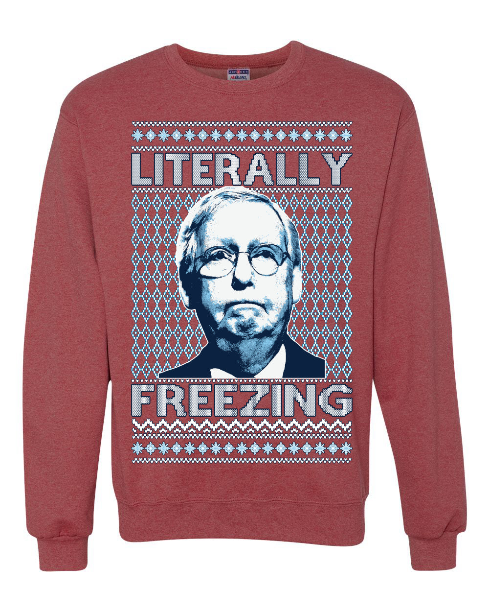 Literally Freezing McConnell , Merry Christmas Tee, Ugly Christmas, Sweater Unisex Crewneck Sweatshirt
