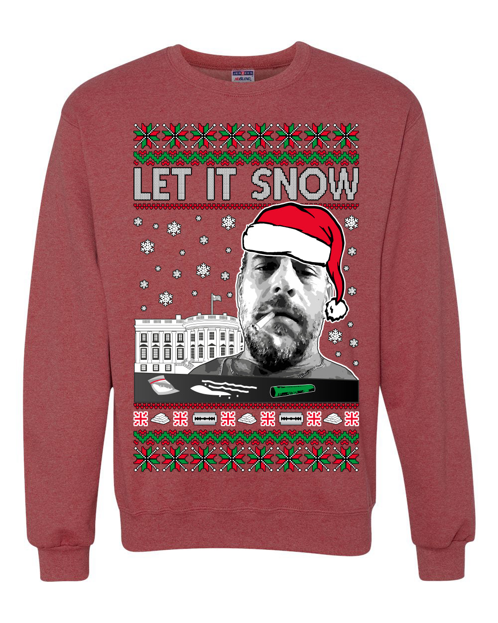 Hunter Let It Snow Biden , Merry Christmas Tee, Ugly Christmas, Sweater Unisex Crewneck Sweatshirt