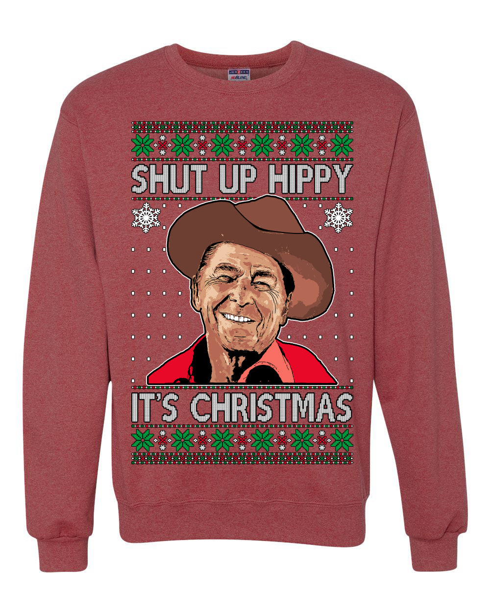 Shut Up Hippy It's Christmas , Merry Christmas Tee, Ugly Christmas, Sweater Unisex Crewneck Sweatshirt