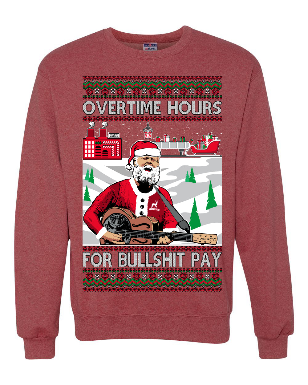Overtime Hours Rich Men North of Richmond, Christmas Gifts, Funny Xmas Gift Idea, Ugly Christmas Sweater Unisex Crewneck Sweatshirt