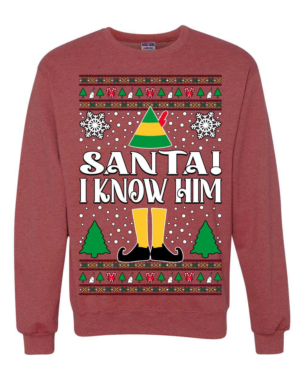 Santa! I Know Him Christmas Movie Quote , Christmas Gifts, Funny Xmas Gift Idea, Ugly Christmas Sweater Unisex Crewneck Sweatshirt