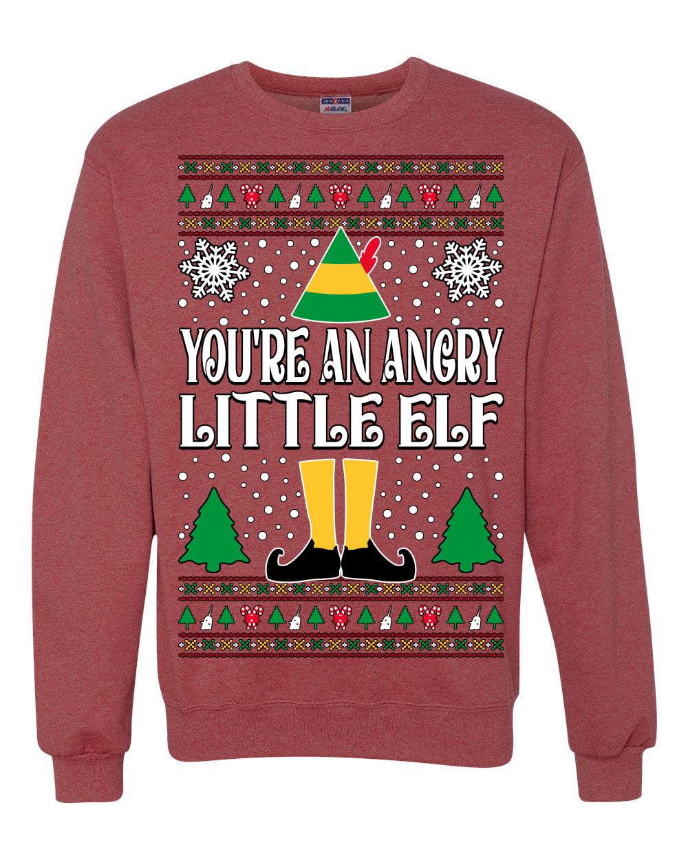 You're An Angry Little Elf Christmas Movie Quote, Christmas Gifts, Funny Xmas Gift Idea, Ugly Christmas Sweater Unisex Crewneck Sweatshirt