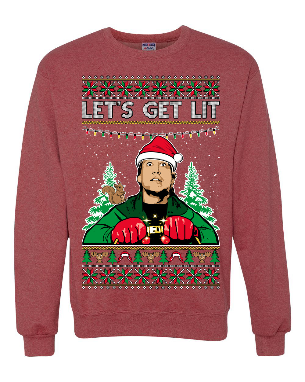 Let's Get Lit Clark Vacation Movie Parody Ugly Christmas Sweater, Christmas Gifts, Funny Xmas Gift Idea, Unisex Crewneck Sweatshirt