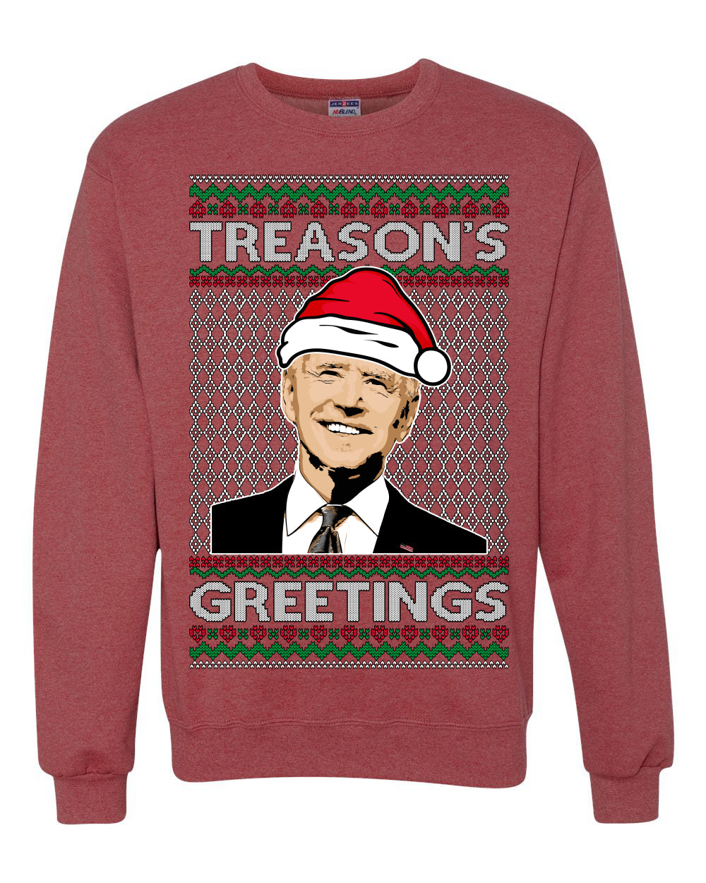 Treason's Greetings Biden President Humor Ugly Christmas Sweater, Christmas Gifts, Funny Xmas Gift Idea, Unisex Crewneck Sweatshirt