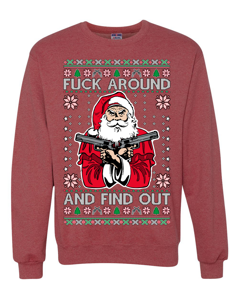 F Around And Find Out Santa, Christmas Gifts, Funny Xmas Gift Idea, Ugly Christmas Sweater Unisex Crewneck Sweatshirt