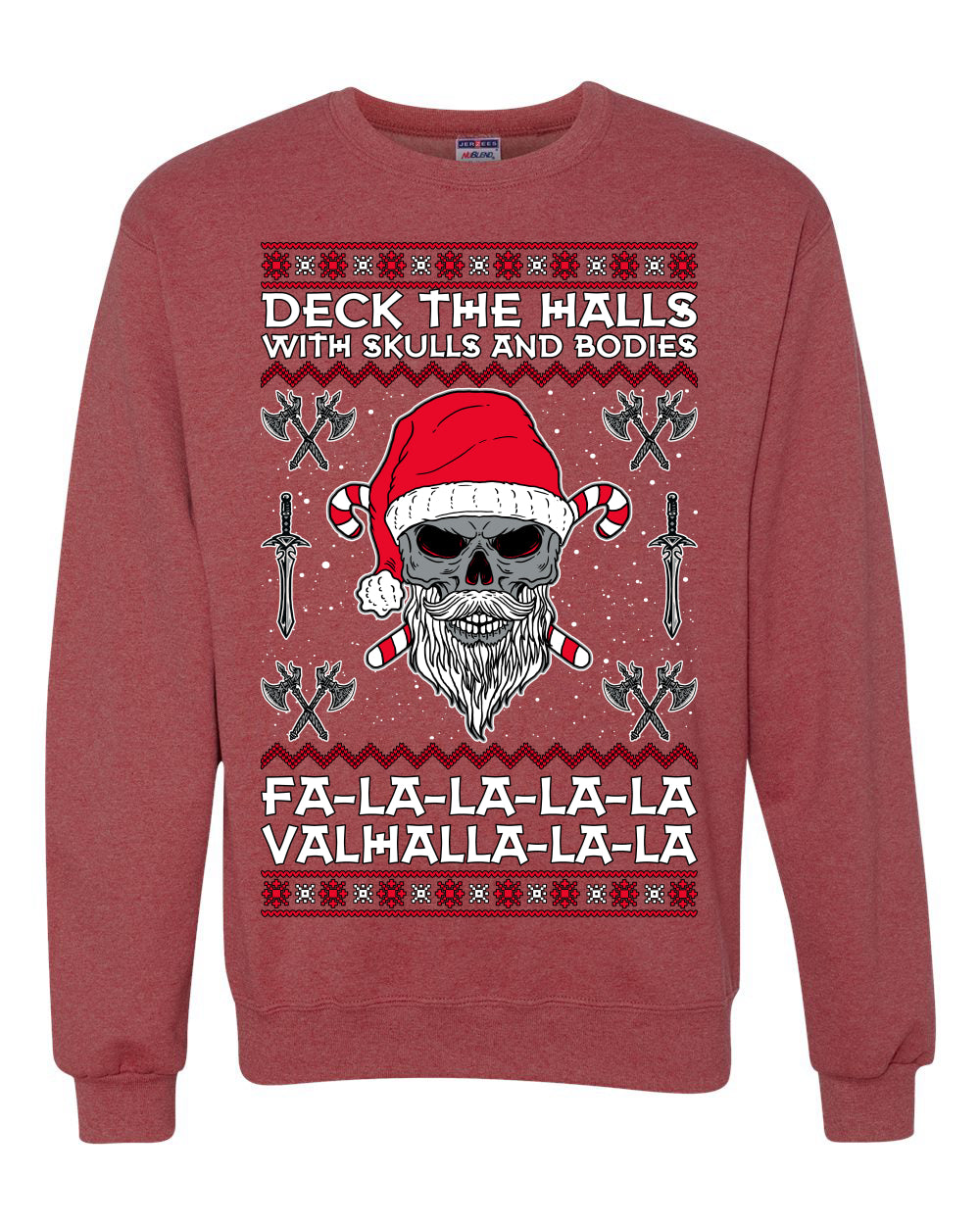Valhalla Deck The Halls With Skulls & Bodies Movie Xmas Shirt, Christmas Gifts, Funny Xmas Gift Idea, Ugly Christmas Sweater Unisex Crewneck Sweatshirt