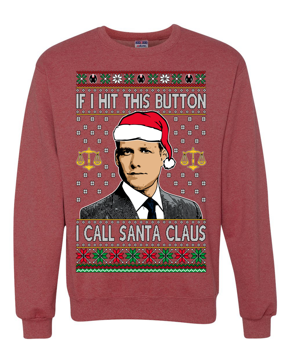 TV Show Parody Harvey Hit This Button I Call Santa Specter, Christmas Gifts, Funny Xmas Gift Idea, Ugly Christmas Sweater Unisex Crewneck Sweatshirt