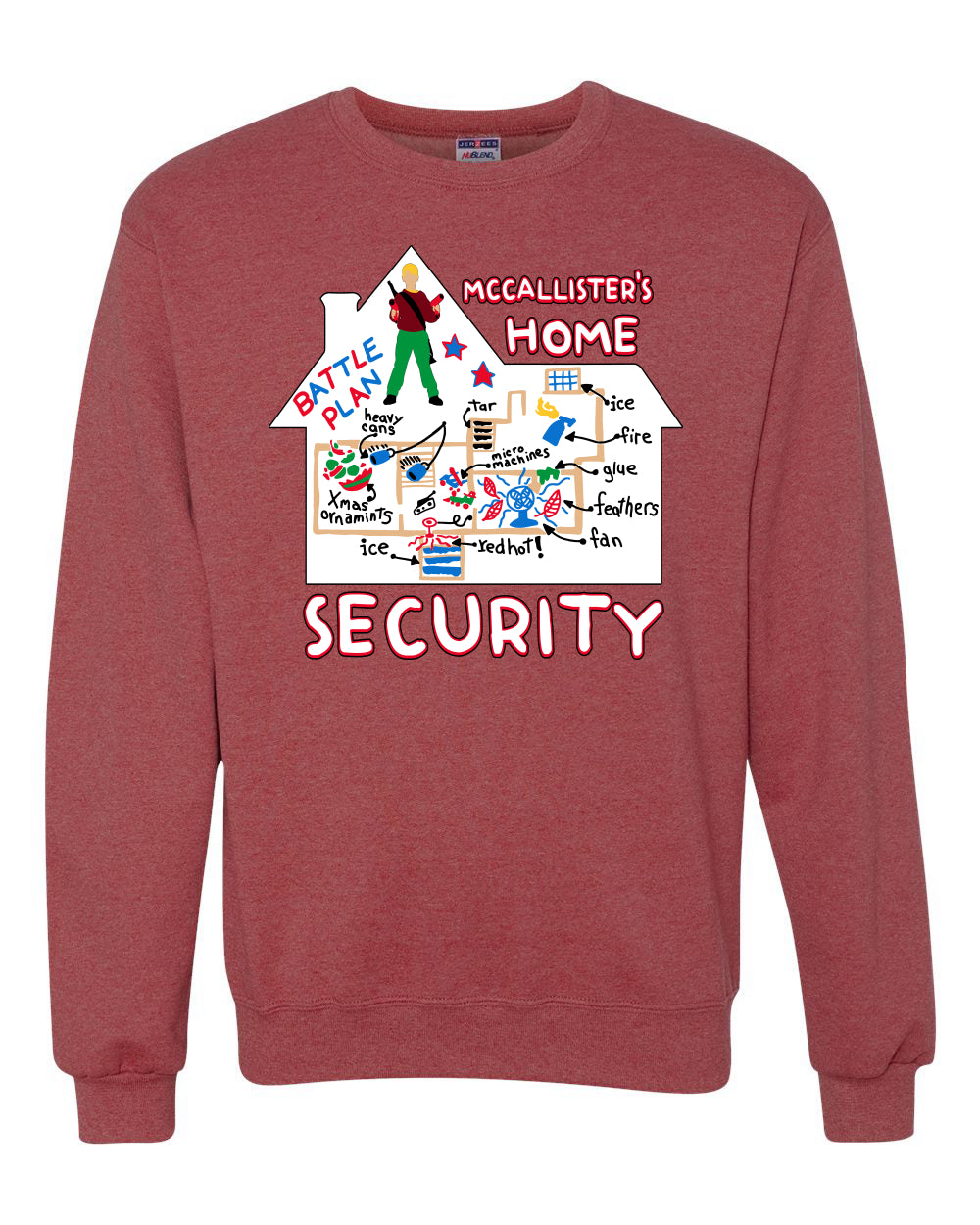 Battle Plans Alone McCallister's Home Security , Christmas Gifts, Funny Xmas Gift Idea, Ugly Christmas Sweater Unisex Crewneck Sweatshirt